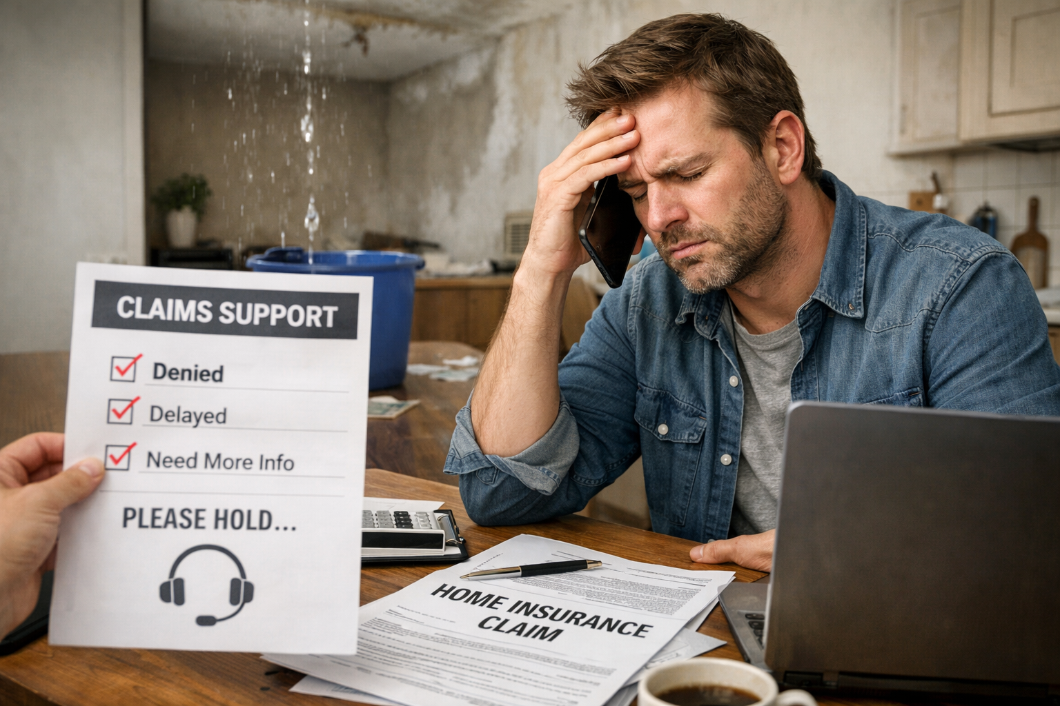 Photo showing insurance claims support frustration with homeowners claim-1