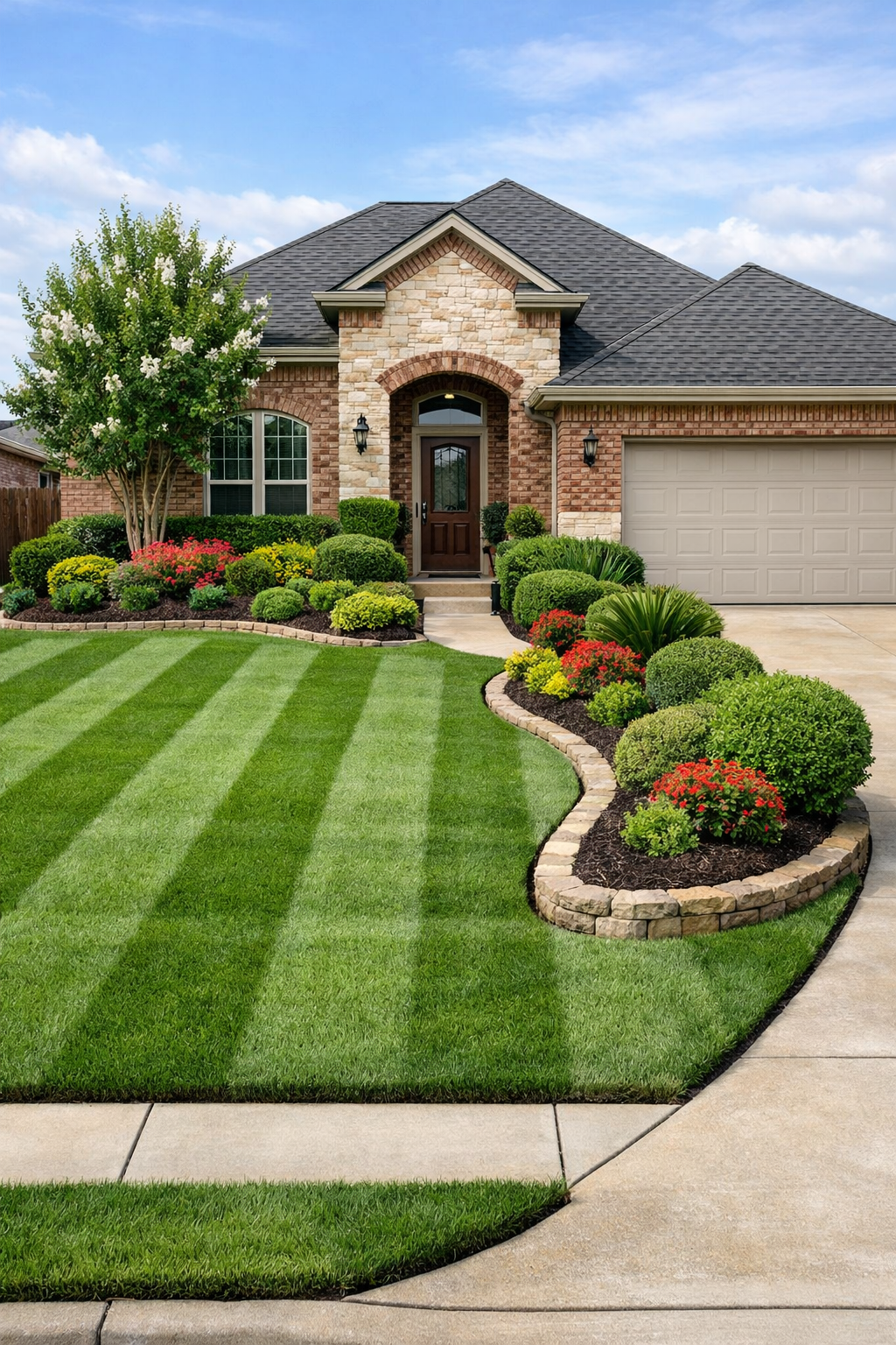 freshly mowed lawn with clean edges in Celina Texas