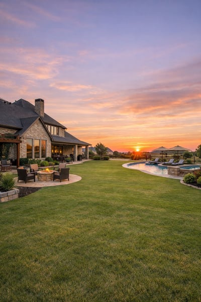 nicely mowed backyard in Prosper, Texas