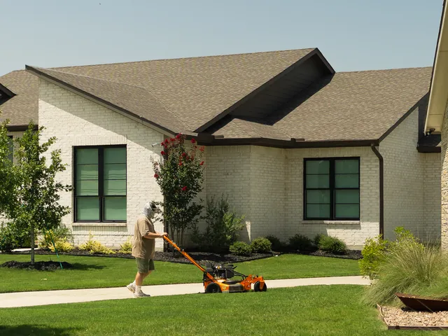 Lawn being mowed at a North Texas home